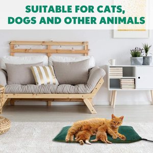 PetNF Outdoor Soft Electric Dog & Cat Heating Pad with Waterproof Cover, Green, 19.6 x 15.7-in