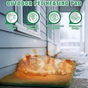 PetNF Outdoor Soft Electric Dog & Cat Heating Pad with Waterproof Cover, Green, 19.6 x 15.7-in
