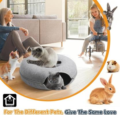 Show full view: HOMAGICO Peekaboo Detachable Donut Tunnel Cat Plush Toy, Light Grey, Large: 24-in slide 6 of 6