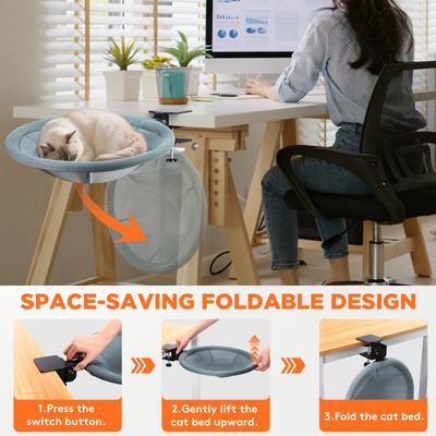 Show full view: Invenho Foldable Cat Desk Bed with Removable Washable Cover, Grey, 17-in slide 2 of 9