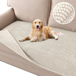 H.VERSAILTEX Plush Chenille Thick Soft Sofa Dog Bed Cover, 74 x 35-in, Ivory