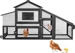 Aivituvin AIR23-B Wooden Chicken Coop on Wheels, 2 to 3 Chicken Capacity, X-Large: 67.3-in