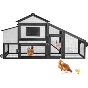 Aivituvin AIR23-B Wooden Chicken Coop on Wheels, 2 to 3 Chicken Capacity, X-Large: 67.3-in