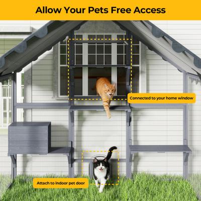 Show full view: Coziwow Catio Outdoor Cat Enclosure, Grey, Large slide 5 of 8