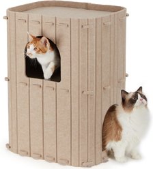FUKUMARU 2-Story 23.6-in Felt Cat Condo & Cave, Beige, Large