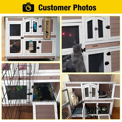 Show full view: Aivituvin AIR06-D 2 Story Rabbit Indoor & Outdoor Hutch On Wheels, Gray, 44-L slide 4 of 5