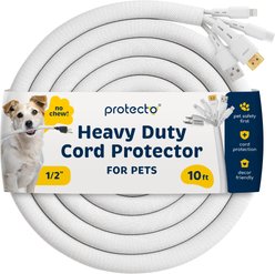Protecto Chew-Proof Cord Protector Dog, Cat & Small Pet Wire Cover, 10-ft long, 1/2-in wide, White slide 1 of 7