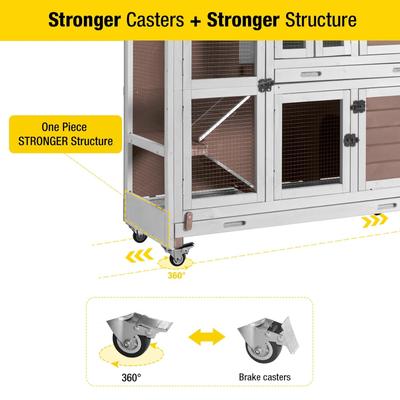 Show full view: Aivituvin AIR06-D 2 Story Rabbit Indoor & Outdoor Hutch On Wheels, Gray, 44-L slide 3 of 5