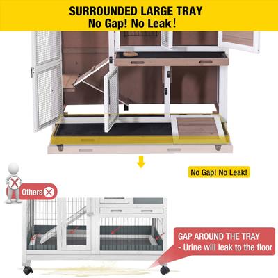 Show full view: Aivituvin AIR06-D 2 Story Rabbit Indoor & Outdoor Hutch On Wheels, Gray, 44-L slide 2 of 5