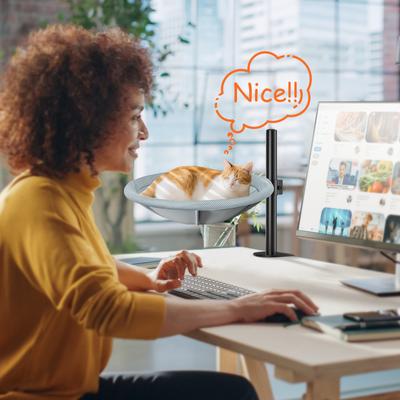 Show full view: Invenho Indoor 360° Rotating & Height Adjustable Hammock Perch Elevated Cat Desk Bed with Removable Washable Cover, Grey, 17-in slide 7 of 8