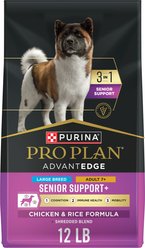 Purina Pro Plan AdvantEDGE Senior Support Plus Large Breed Shredded Blend Chicken & Rice Formula Senior Dry Dog Food, 12-lb bag