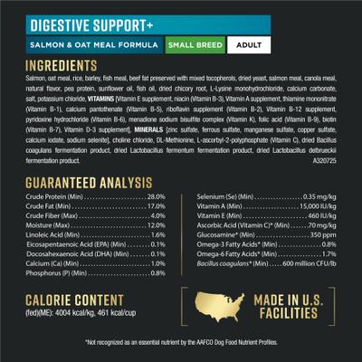 Show full view: Purina Pro Plan AdvantEDGE Digestive Support Plus Small Breed Salmon & Oat Meal Formula Adult Dry Dog Food, 3.5-lb bag slide 7 of 9