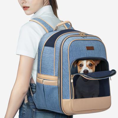Show full view: Petsfit Trendy Airline Approved Backpack Dog & Cat Carrier, Denim Blue, 13.8 x 10.6 x 18.1-in slide 8 of 9