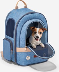 Petsfit Stylish Airline Approved Backpack Dog & Cat Carrier, Denim Blue, 13 x 10.8 x 17.3-in