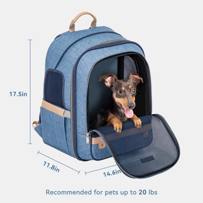 Show full view: Petsfit Deluxe Airline Approved Backpack Dog & Cat Carrier, Denim Blue, 14.6 x 11.8 x 17.5-in slide 3 of 9