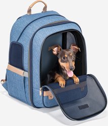 Petsfit Deluxe Airline Approved Backpack Dog & Cat Carrier, Denim Blue, 14.6 x 11.8 x 17.5-in