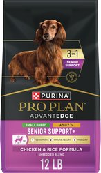 Purina Pro Plan AdvantEDGE Senior Support Plus Small Breed Shredded Blend Chicken & Rice Formula Senior Dry Dog Food, 12-lb bag