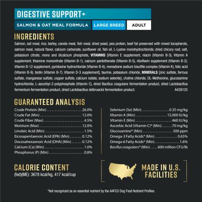 Show full view: Purina Pro Plan AdvantEDGE Digestive Support Plus Large Breed Salmon & Oat Meal Formula Adult Dry Dog Food, 12-lb bag slide 7 of 9