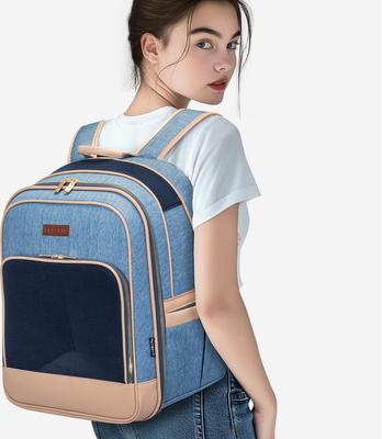 Show full view: Petsfit Trendy Airline Approved Backpack Dog & Cat Carrier, Denim Blue, 13.8 x 10.6 x 18.1-in slide 7 of 9