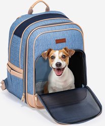 Petsfit Trendy Airline Approved Backpack Dog & Cat Carrier, Denim Blue, 13.8 x 10.6 x 18.1-in