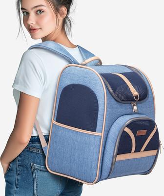 Show full view: Petsfit Premium Airline Approved Backpack Dog & Cat Carrier, Denim Blue, 14.4 x 12.6 x 17.7-in slide 7 of 9
