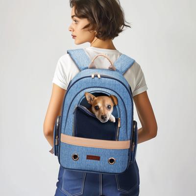Show full view: Petsfit Stylish Airline Approved Backpack Dog & Cat Carrier, Denim Blue, 13 x 10.8 x 17.3-in slide 7 of 9