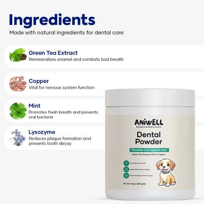 Show full view: Aniwell Dental Powder Supplement for Dogs, 120-g jar slide 3 of 8