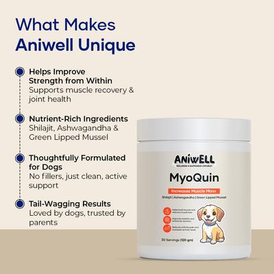 Show full view: Aniwell MyoQuin Powder Weight Management Supplement for Dogs, 120-g jar slide 8 of 9