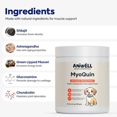 Show full view: Aniwell MyoQuin Powder Weight Management Supplement for Dogs, 120-g jar slide 4 of 9