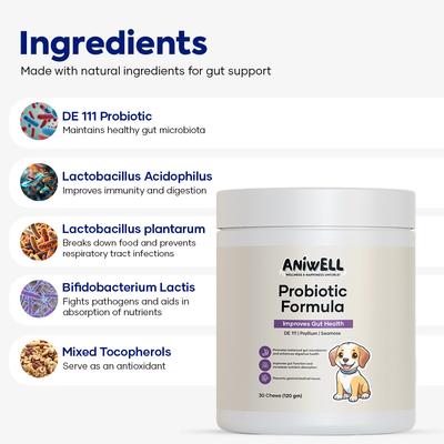 Show full view: Aniwell Probiotics Formula Chew Digestive Aid for Dogs, 30 count slide 3 of 8