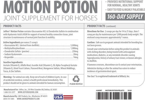 Show full view: Jeffers Motion Potion Pellet Horse Joint Supplement, 10-lb bucket slide 5 of 6