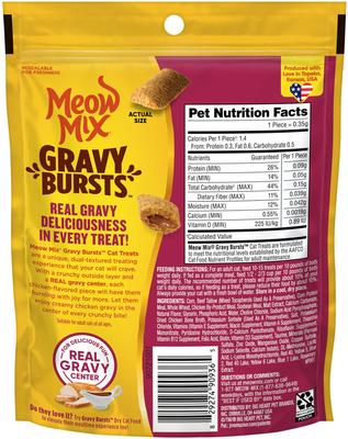 Show full view: Meow Mix Gravy Bursts Chicken Flavored Cat Treats, 2.7-oz bag slide 3 of 8