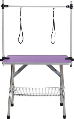 Show full view: Zeus & Ruta Dog Grooming Table with Adjustable Arms & Storage Basket, Purple, 42-in slide 5 of 6
