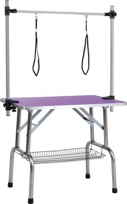 Show full view: Zeus & Ruta Dog Grooming Table with Adjustable Arms & Storage Basket, Purple, 42-in slide 2 of 6