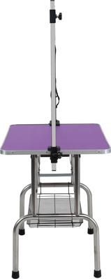 Show full view: Zeus & Ruta Dog Grooming Table with Adjustable Arms & Storage Basket, Purple, 42-in slide 3 of 6