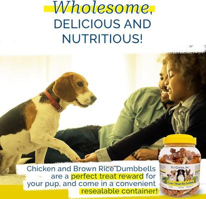 Show full view: Pet Center Chicken & Brown Rice Dumbbells Dehydrated Dog Treats, 2.5-lb canister slide 6 of 9