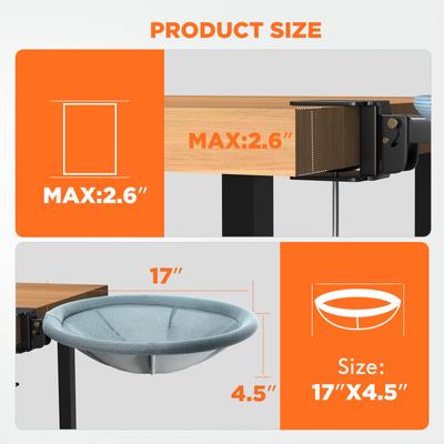 Show full view: Invenho Foldable Cat Desk Bed with Removable Washable Cover, Grey, 17-in slide 7 of 9