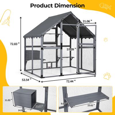 Show full view: Coziwow Catio Outdoor Cat Enclosure, Grey, Large slide 8 of 8
