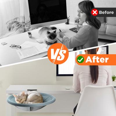 Show full view: Invenho Foldable Cat Desk Bed with Removable Washable Cover, Grey, 17-in slide 3 of 9