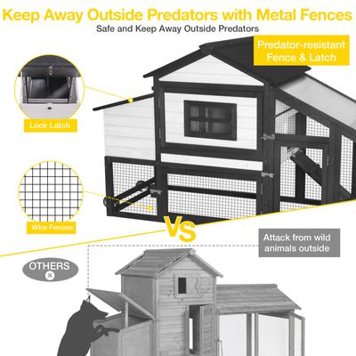Show full view: Aivituvin AIR23-B Wooden Chicken Coop on Wheels, 2 to 3 Chicken Capacity, X-Large: 67.3-in slide 3 of 5