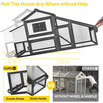 Show full view: Aivituvin AIR23-B Wooden Chicken Coop on Wheels, 2 to 3 Chicken Capacity, X-Large: 67.3-in slide 2 of 5