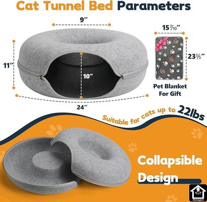 Show full view: HOMAGICO Peekaboo Detachable Donut Tunnel Cat Plush Toy, Light Grey, Large: 24-in slide 2 of 6