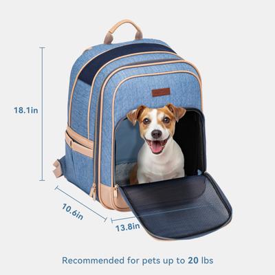 Show full view: Petsfit Trendy Airline Approved Backpack Dog & Cat Carrier, Denim Blue, 13.8 x 10.6 x 18.1-in slide 2 of 9