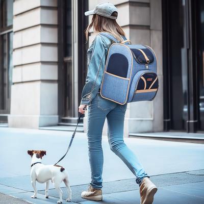 Show full view: Petsfit Premium Airline Approved Backpack Dog & Cat Carrier, Denim Blue, 14.4 x 12.6 x 17.7-in slide 8 of 9