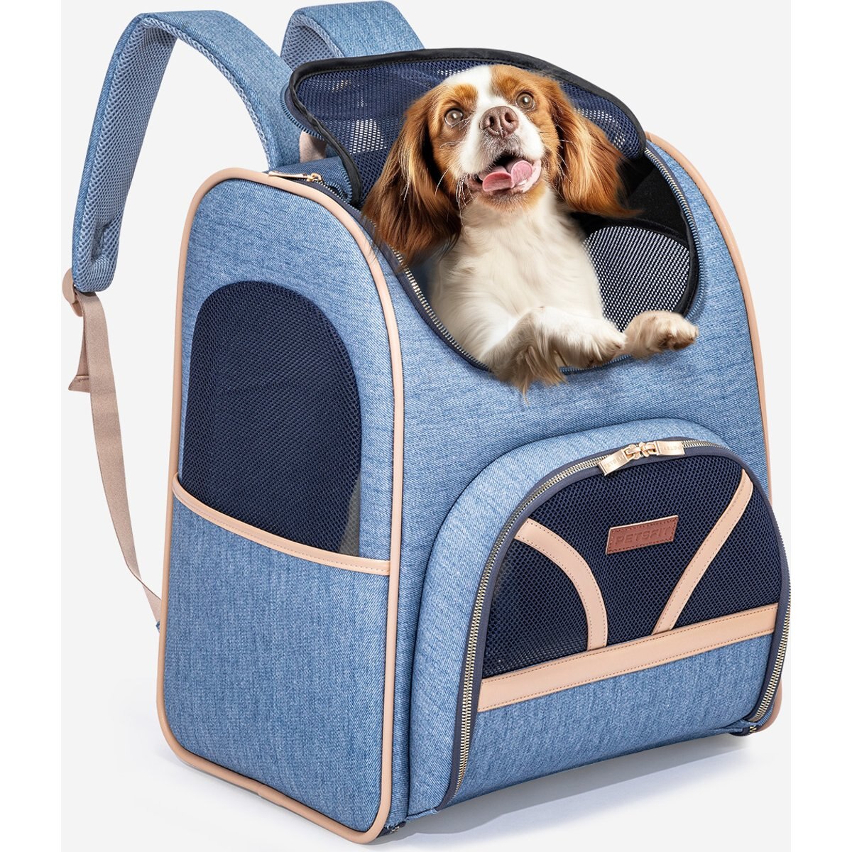 Petsfit Premium Airline Approved Backpack Dog & Cat Carrier, Denim Blue, 14.4 x 12.6 x 17.7-in