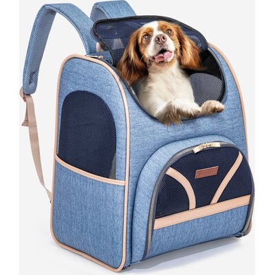 Petsfit Petsfit Premium Airline Approved Backpack Dog & Cat Carrier, Denim Blue, 14.4 x 12.6 x 17.7-in