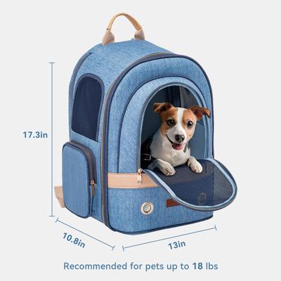 Show full view: Petsfit Stylish Airline Approved Backpack Dog & Cat Carrier, Denim Blue, 13 x 10.8 x 17.3-in slide 3 of 9