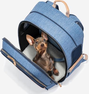 Show full view: Petsfit Deluxe Airline Approved Backpack Dog & Cat Carrier, Denim Blue, 14.6 x 11.8 x 17.5-in slide 4 of 9