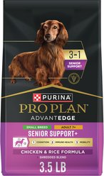 Purina Pro Plan AdvantEDGE Senior Support Plus Small Breed Shredded Blend Chicken & Rice Formula Senior Dry Dog Food, 3.5-lb bag