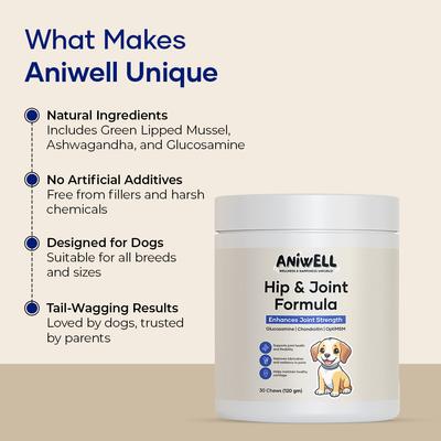 Show full view: Aniwell Hip & Joint Formula Chew Supplement for Dogs, 30 count slide 7 of 8